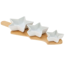 Miseczki na przekąski porcelanowe na tacy 4 el.