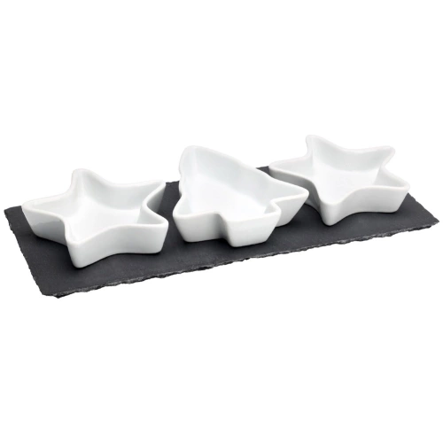 Miseczki na przekąski porcelanowe na tacy 4 el.