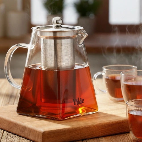 Dzbanek z zaparzaczem do herbaty szklany żaroodporny 920 ml