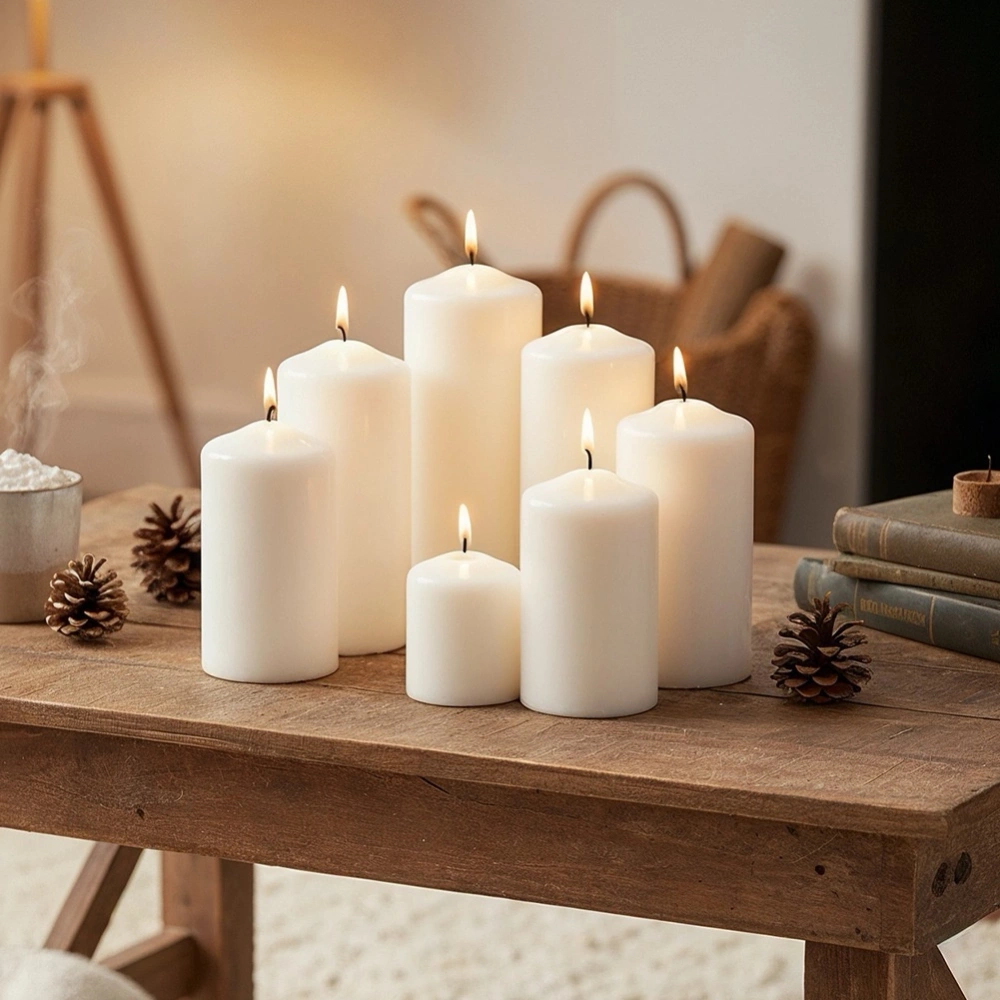 Świece bryłowe białe bezzapachowe 7 szt.