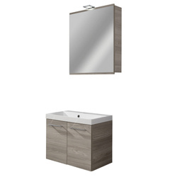 Zestaw mebli łazienkowych z umywalką z konglomeratu 60 cm szary dąb Lima Fackelmann