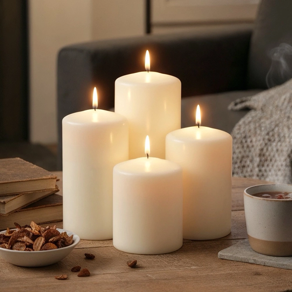 Świece bryłowe białe bezzapachowe 4 szt.