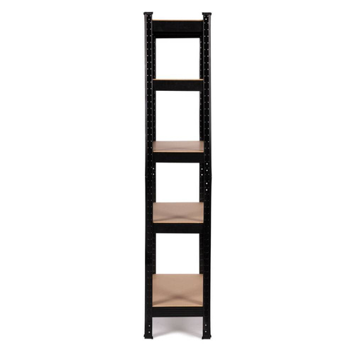 Regał magazynowy metalowy czarny 2w1, 5 jasnych półek 150x75x30 cm