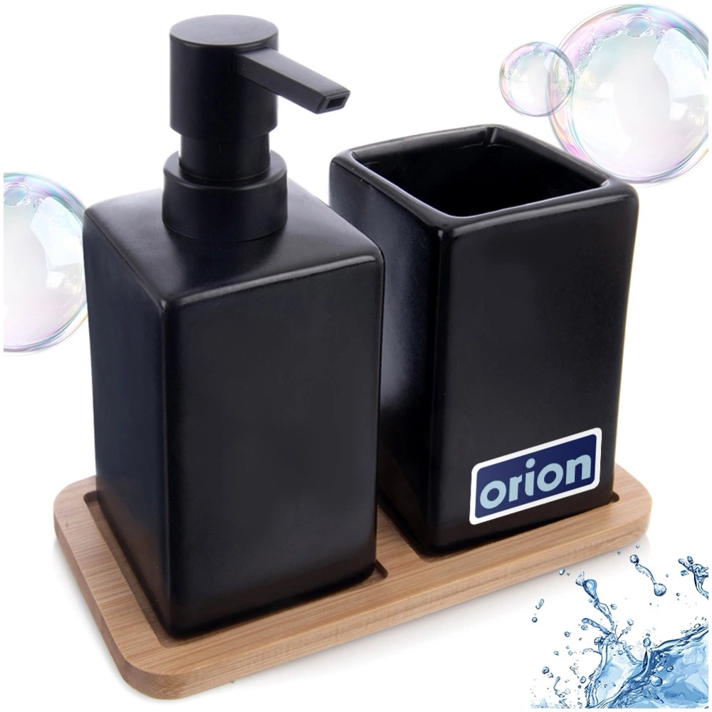 Zestaw łazienkowy dolomitowy czarny 3 el.