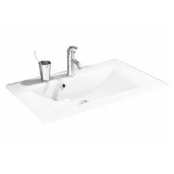 Umywalka łazienkowa szklana 80 cm biała Fackelmann 86295