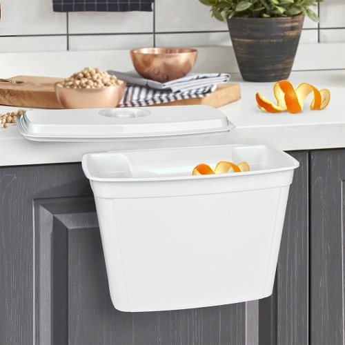 Kosz na obierki na drzwi z pokrywką biały 4 l