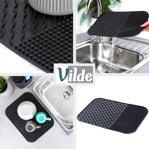 Mata do suszenia naczyń silikonowa czarna 34x26,5 cm