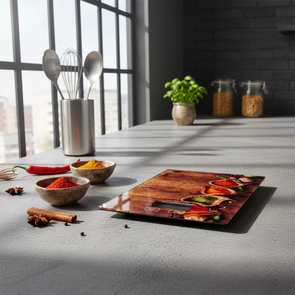 Waga kuchenna szklana elektroniczna płaska 5 kg