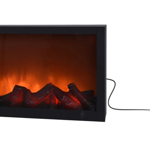Kominek elektryczny LED metalowy czarny 57x25 cm