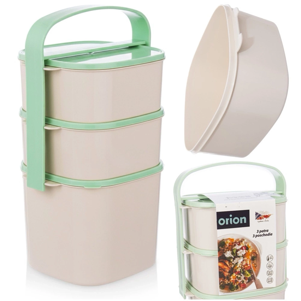 Menażka obiadowa plastikowa 3-poziomowa 2l, 2x1,15 l