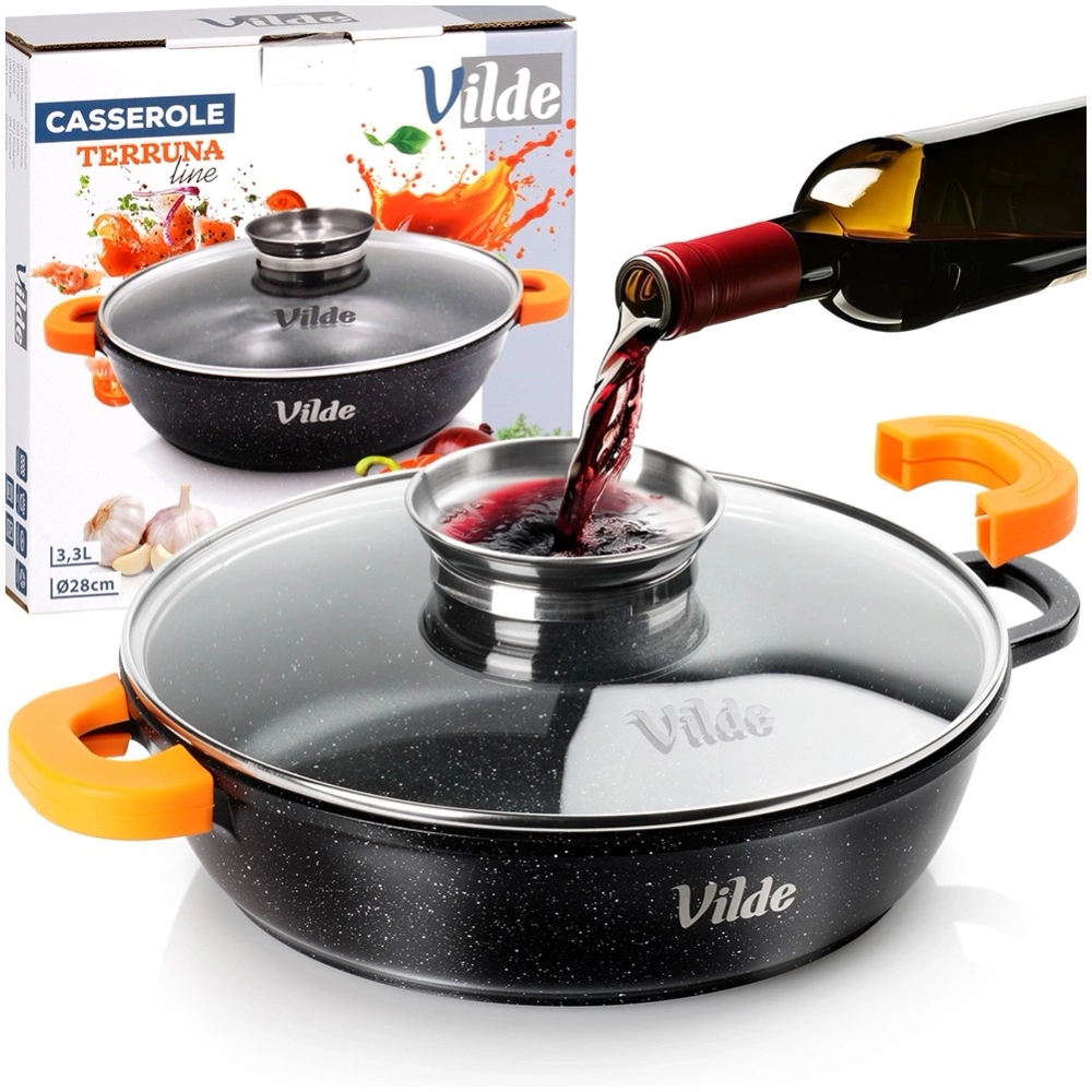 Patelnia granitowa głęboka ze szklaną pokrywką TERRUNA AROMA 28 cm, 3,3 l