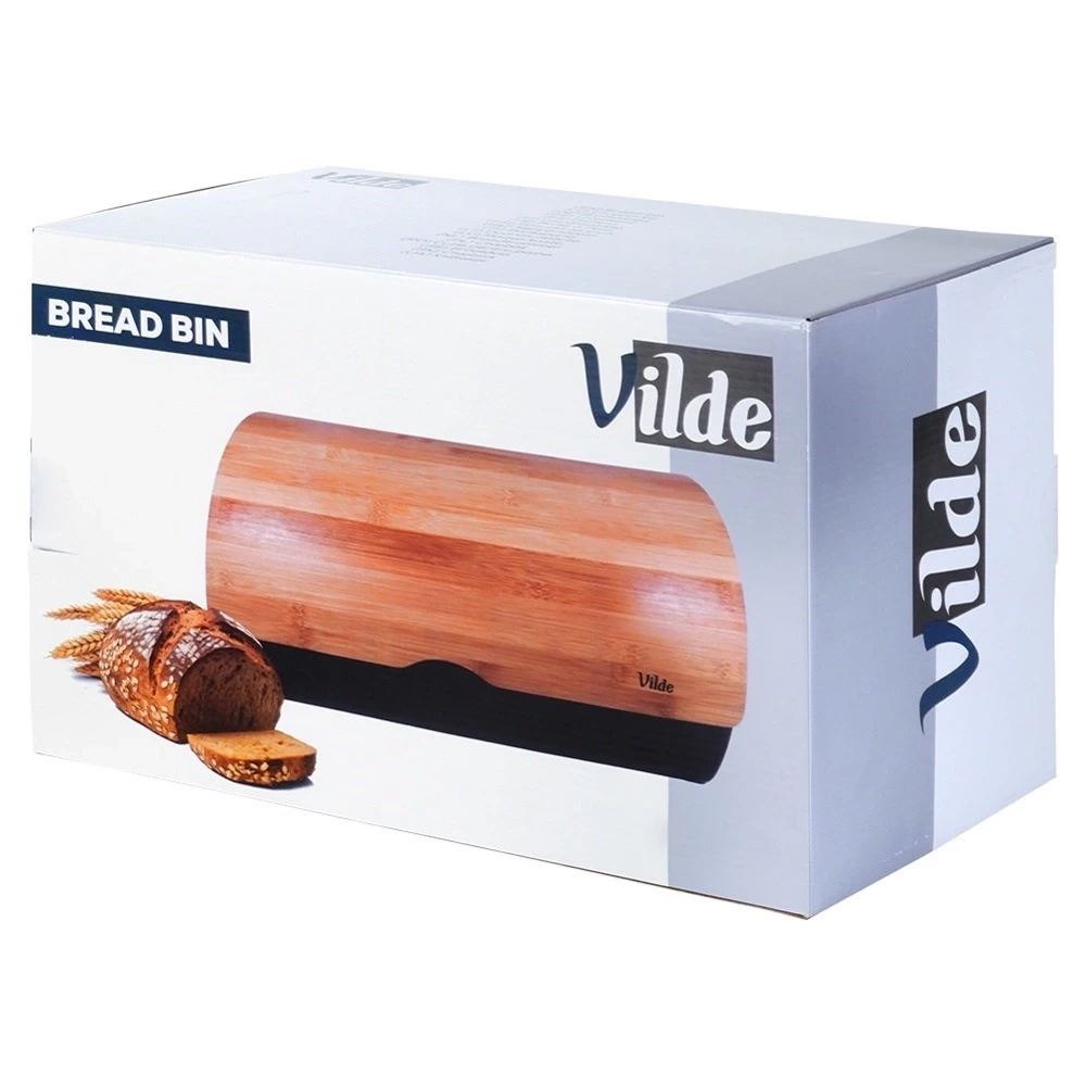 Chlebak stalowy bambusowy czarny 38x24x20 cm