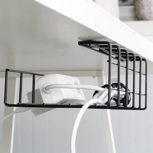 Organizer na kable pod blat biurka metalowy czarny