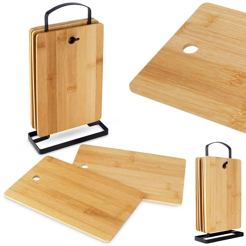 Deski do krojenia bambusowe ze stojakiem 22x14 cm 6 szt.