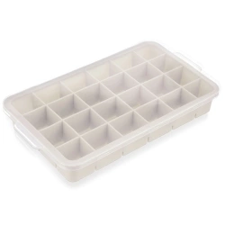 Forma do kostek lodu z pokrywką silikonowa beżowa 22,5x13x3 cm