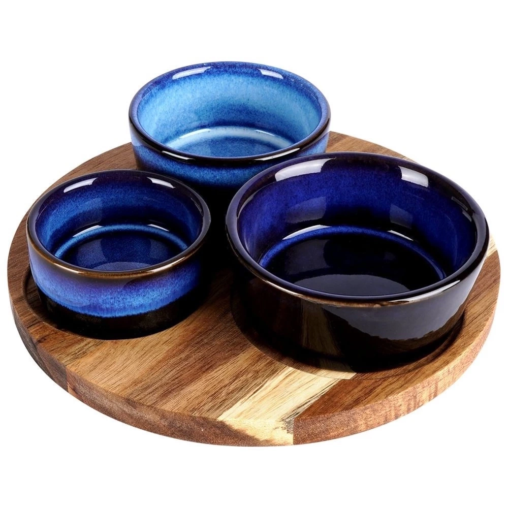 Miseczki na przekąski ceramiczne na tacy 20 cm 4 el.
