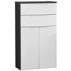 Szafka łazienkowa biało-czarna, 2-drzwiowa, 2 szuflady Kara Chess