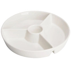 Talerz na przekąski porcelanowy biały dzielony 19 cm