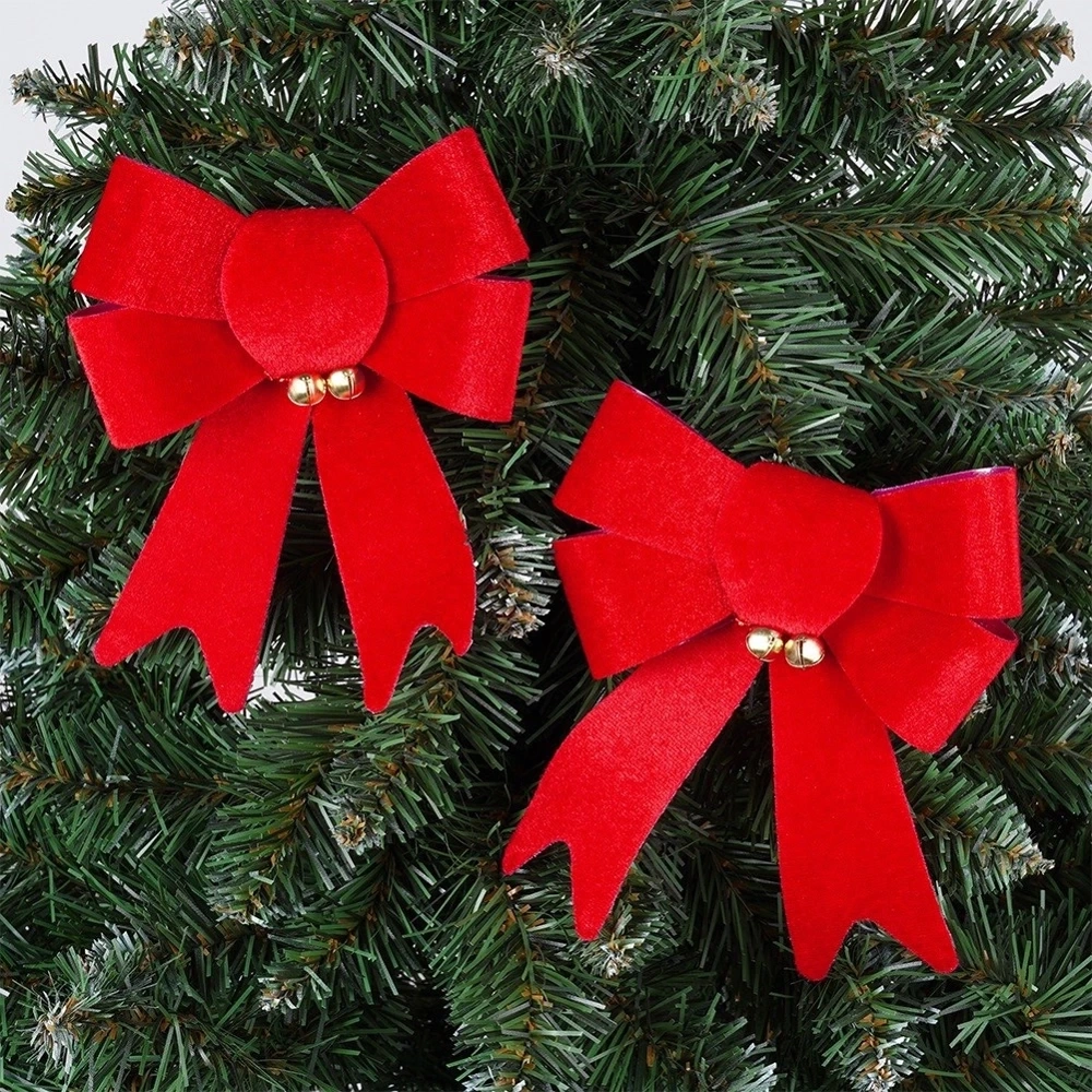 Kokarda dekoracyjna świąteczna welurowa 13x16 cm 2 szt.