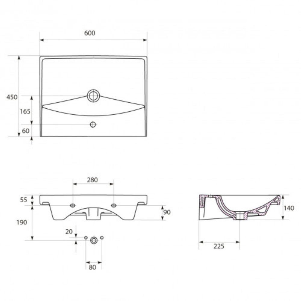 Yega 110 Umywalka konglomerat FACKELMANN 74006, 74007