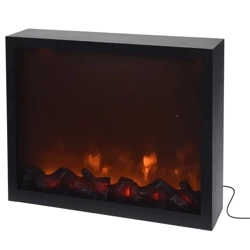 Kominek elektryczny LED metalowy czarny 41x35 cm