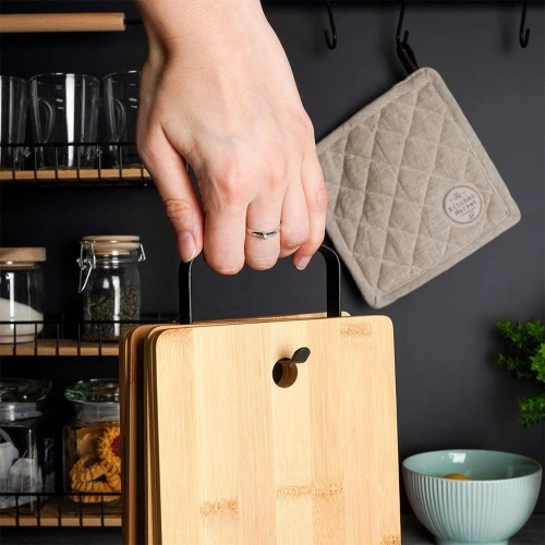 Deski do krojenia bambusowe ze stojakiem 22x14 cm 6 szt.