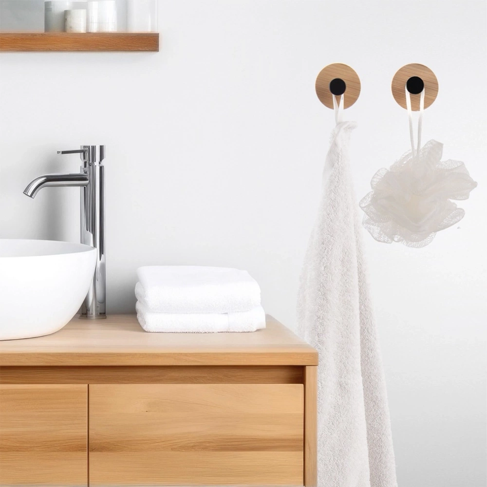 Haczyk wieszak samoprzylepny bambusowy metalowy czarny 5 cm 2 szt.