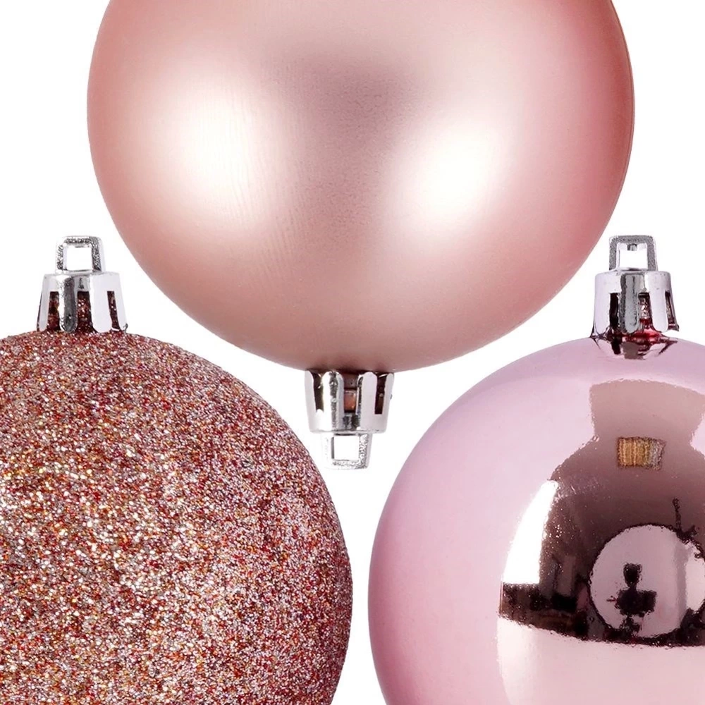 Bombki choinkowe różowe nietłukące 7 cm 6 szt.