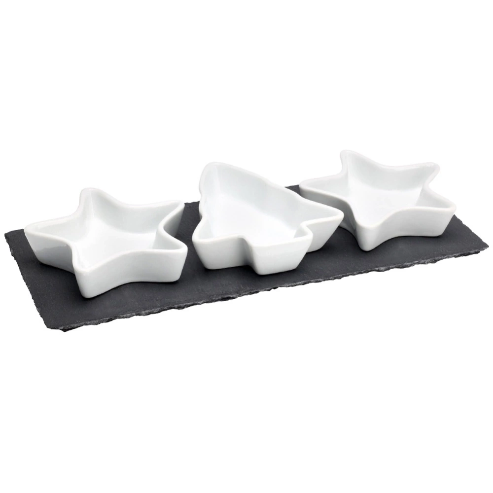 Miseczki na przekąski porcelanowe na tacy 4 el.