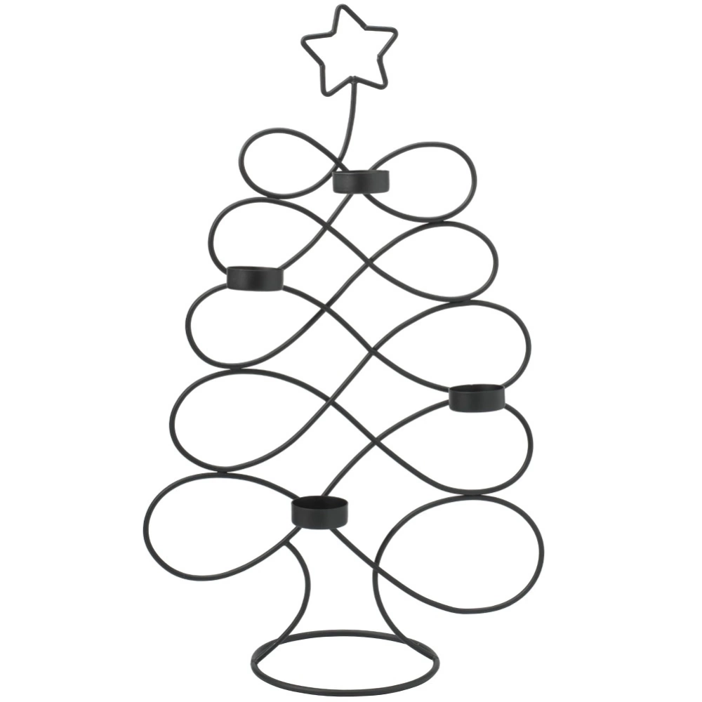 Świecznik metalowy czarny choinka 49 cm