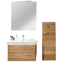 Zestaw mebli łazienkowych z szafką boczną sękaty dąb Milano Fackelmann