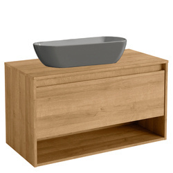 Szafka pod umywalkę + szara nablatowa umywalka ceramiczna Fackelmann