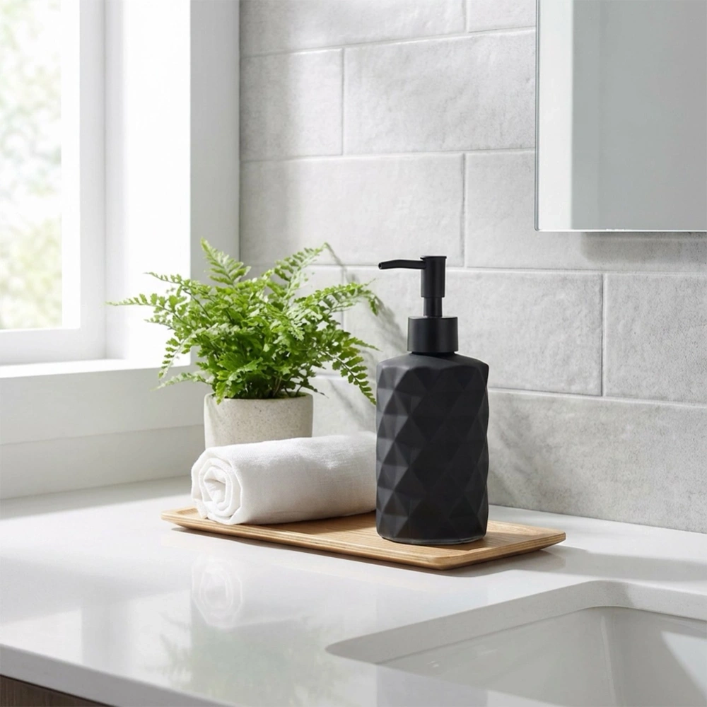 Dozownik do mydła szklany czarny 330 ml