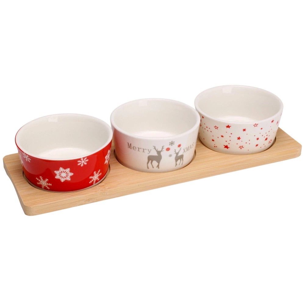 Miseczki na przekąski porcelanowe na tacy 4 el.