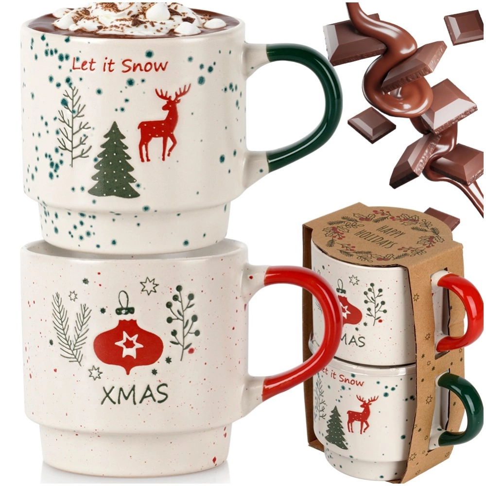 Kubki ceramiczne świąteczne 350 ml 2 szt.