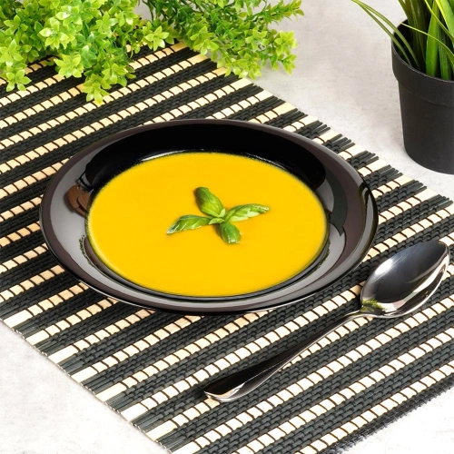 Talerze obiadowe głębokie szklane czarne 21,5 cm, 400 ml 6 szt.