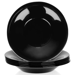 Talerze obiadowe głębokie szklane czarne 21,5 cm, 400 ml 6 szt.