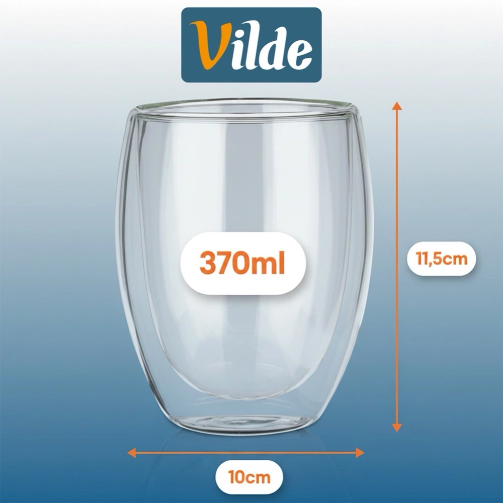 Szklanki termiczne z podwójną ścianką do kawy i herbaty 370 ml 2 szt.