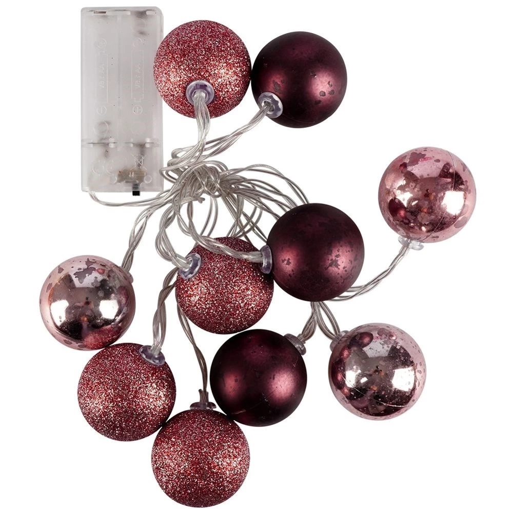 Lampki bombki świecące 10 LED fioletowe 4 cm