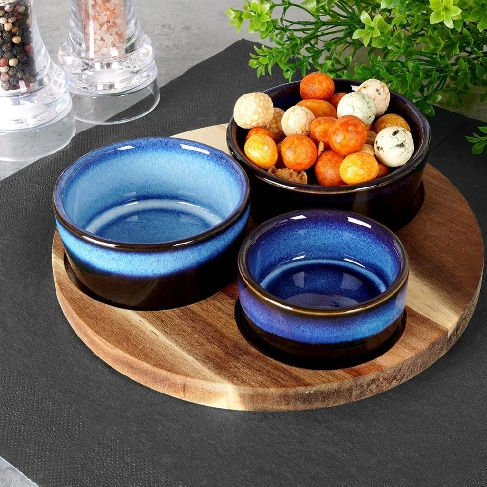 Miseczki na przekąski ceramiczne na tacy 20 cm 4 el.