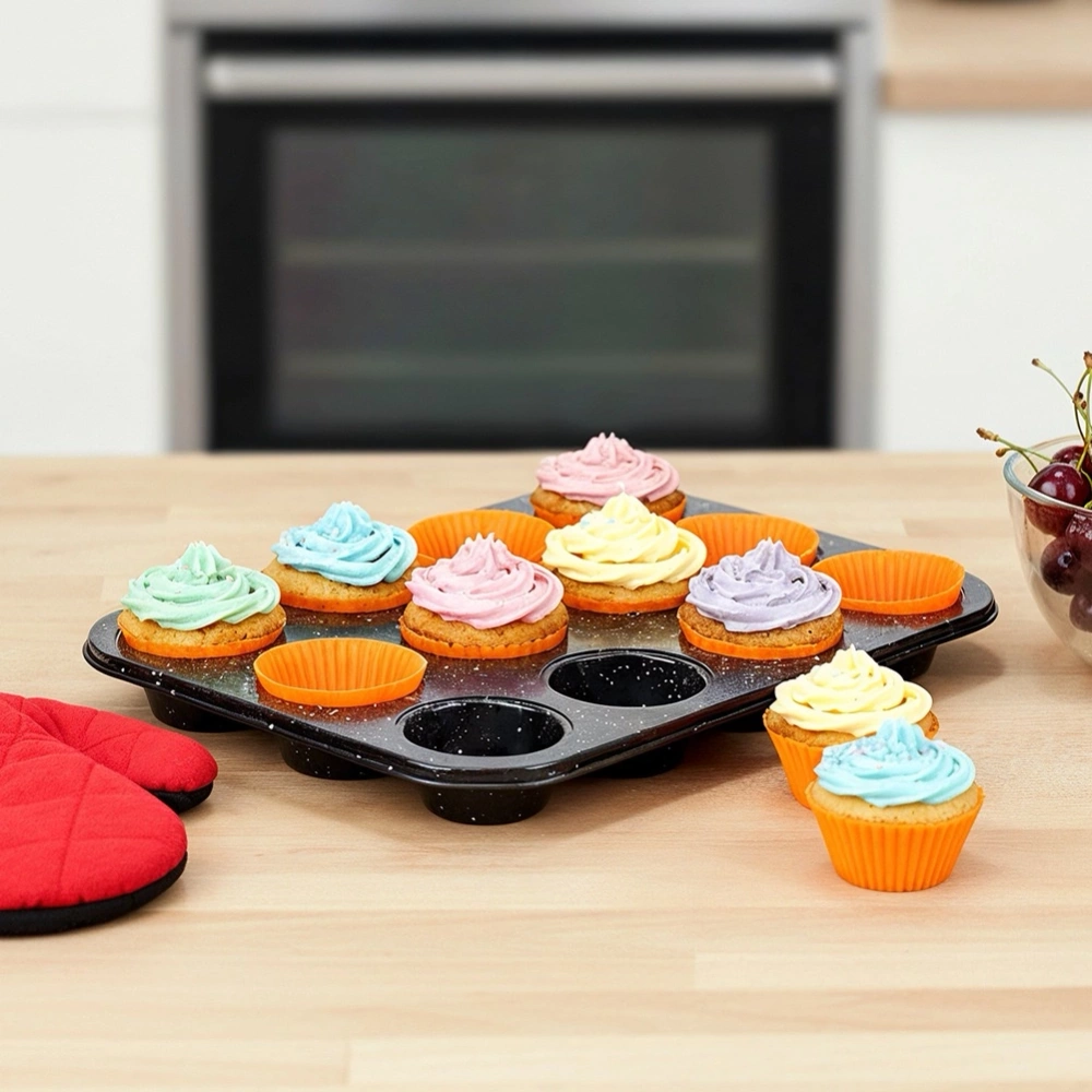 Forma do muffinek granitowa z foremkami silikonowymi 13 el.