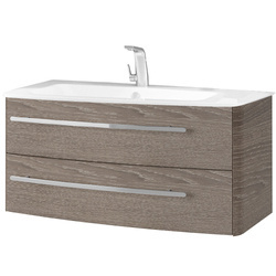 Zestaw szafka łazienkowa koniakowy dąb z umywalką z konglomeratu LANZET Classico