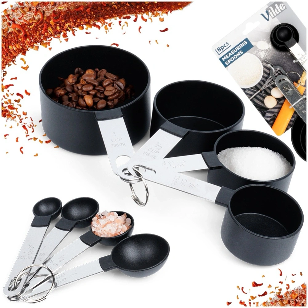 Miarki kuchenne czarne 8 szt.