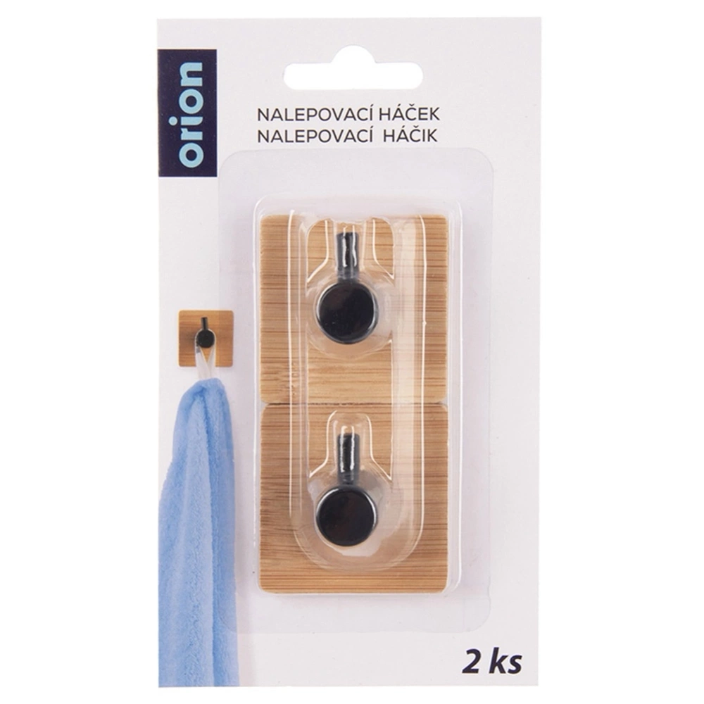 Haczyk wieszak samoprzylepny bambusowy metalowy czarny 4,5x4,5 cm 2 szt.