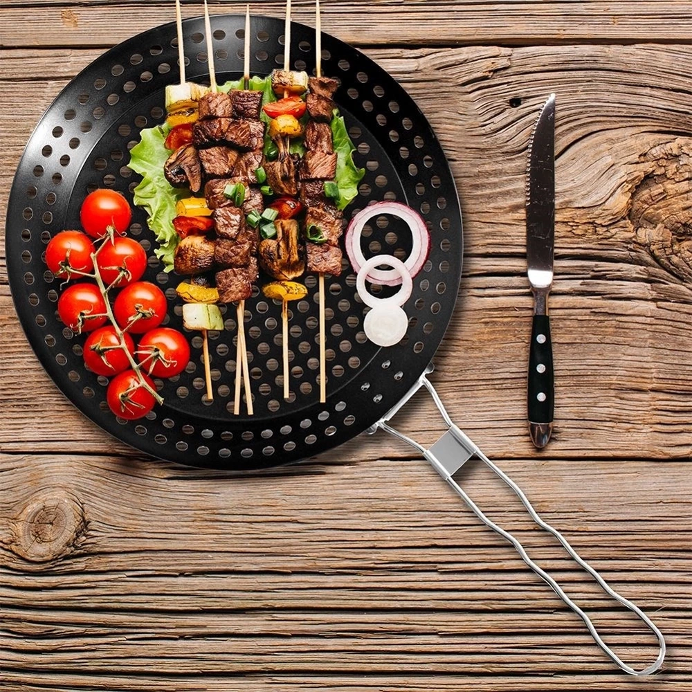 Koszyk do grillowania metalowy perforowany czarny 55x31 cm