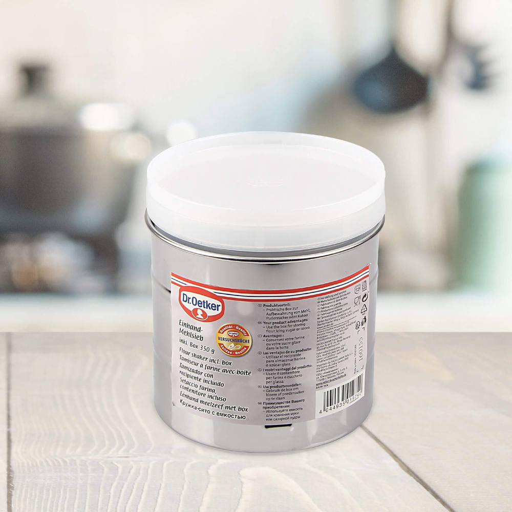 Sito do mąki z pojemnikiem, 3-częściowe Dr. Oetker