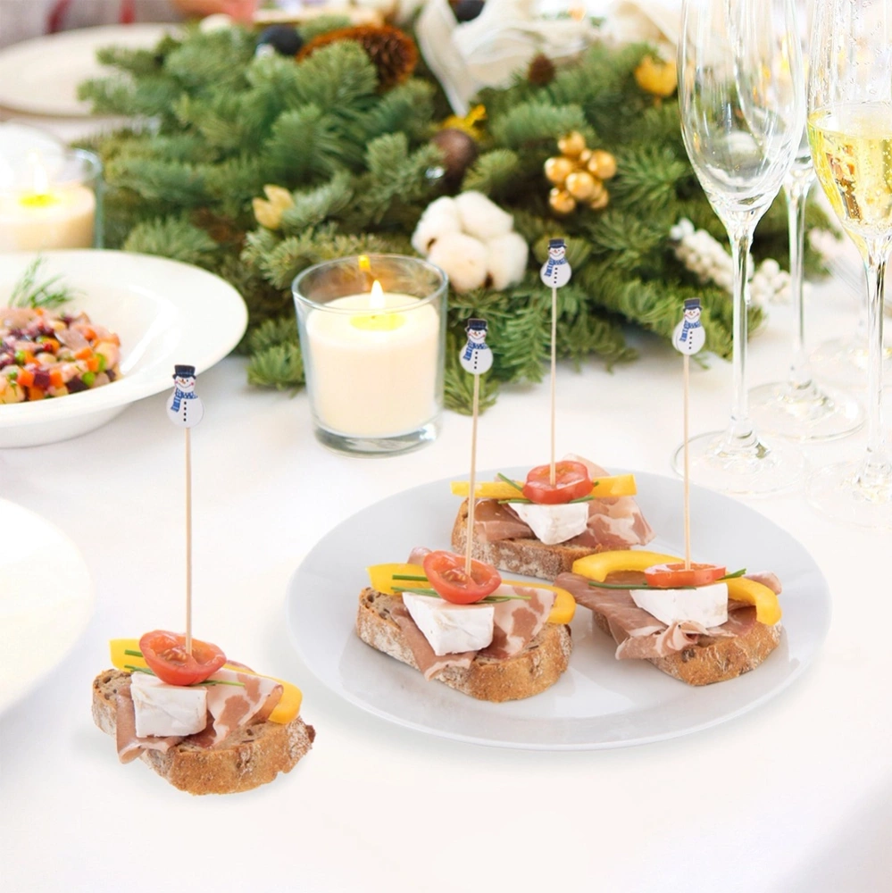 Wykałaczki do przekąsek bambusowe bałwan 13 cm 20 szt.