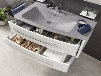 Asymetryczna umywalka z konglomeratu szary metalik  Lanzet Classico