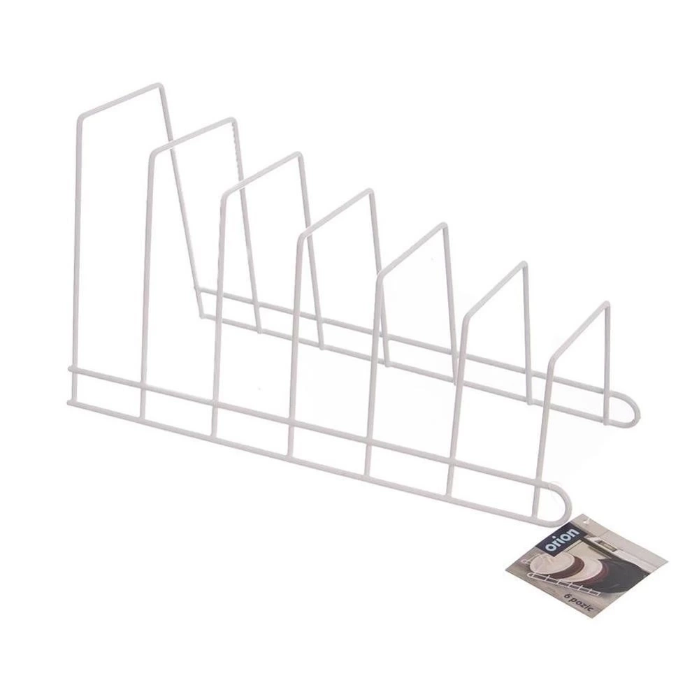 Stojak na pokrywki i talerze metalowy biały 34x17xx18,5 cm