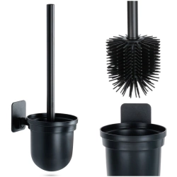 Szczotka do toalety silikonowa z pojemnikiem wisząca czarna 35 cm
